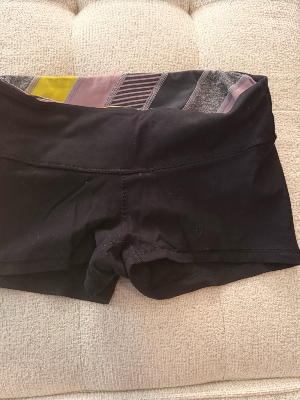 lululemon athletica Black Bike Shorts with Multicolor Waistband